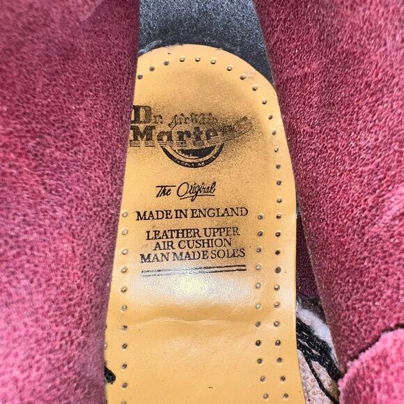 Vintage Dr. Martens Made In England Dark Red Suede Lace Up 6 Eye Boots Size 6 US - Picture 9 of 13